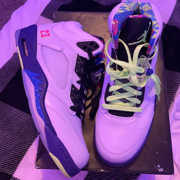 Air Jordan 5 Retro White Ghost Green Court Purple size 9.5 - Picture 1 of 5